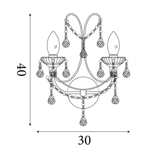 Searchlight Autumn króm-átlátszó fürdőszobai falikar (SL-9037-2CC) G9 2 izzós IP44
