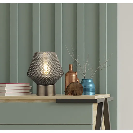 Searchlight Avia fekete-füstszínű asztali lámpa (SL-60754SM) E27 1 izzós IP20