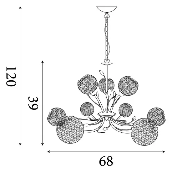 Searchlight Bellis II króm csillár (SL-5579-9CC) G9 9 izzós IP20
