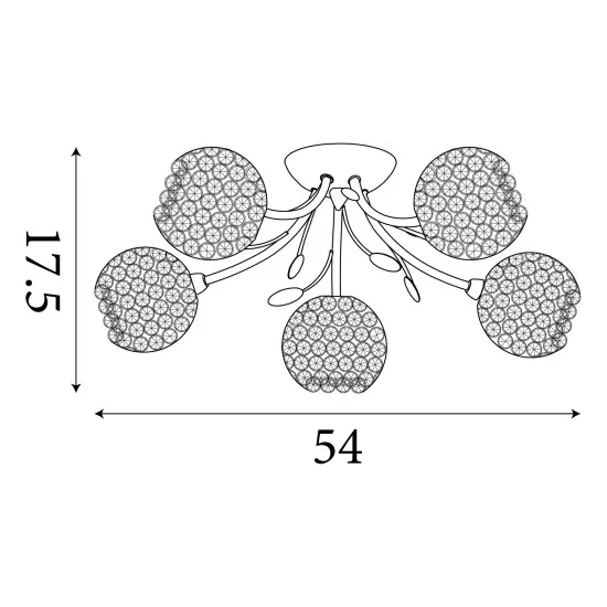 Searchlight Bellis II króm mennyezeti lámpa (SL-6575-5CC) G9 5 izzós IP20