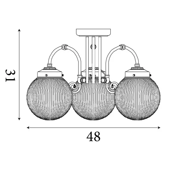 Searchlight Belvue sárgaréz fürdőszobai mennyezeti lámpa (SL-32593-3AB) E14 3 izzós IP44