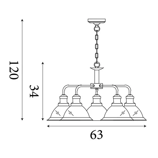 Searchlight BISTRO sárgaréz csillár (SL-1595-5AB) E27 5 izzós