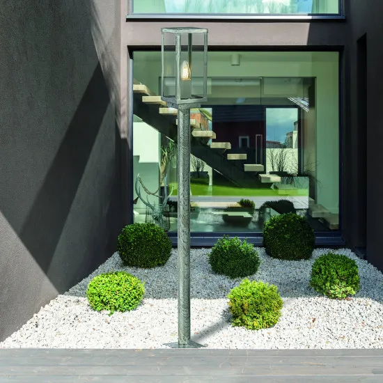 Searchlight Box II ezüst-átlátszó kültéri állólámpa (SL-90151-900SI) E27 1 izzós IP44