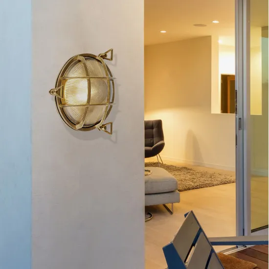 Searchlight Bulkhead sárgaréz kültéri fali/mennyezeti lámpa (SL-30361PB) E27 1 izzós IP64