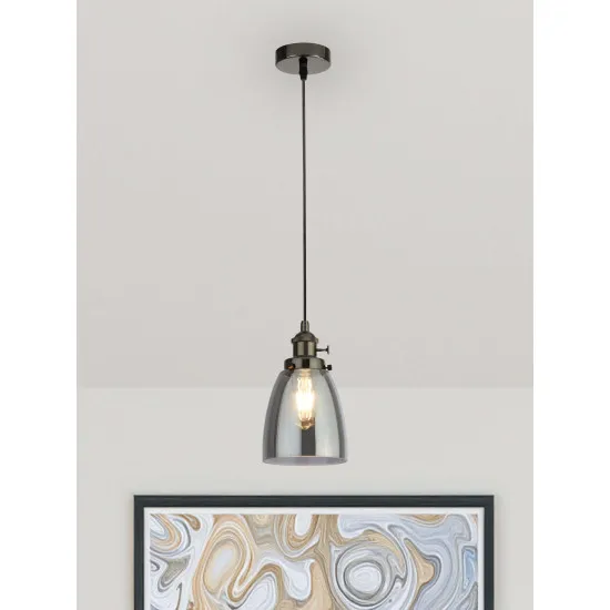 Searchlight Camden fekete-füstszínű függesztett lámpa (SL-1921-1BC) E27 1 izzós IP20