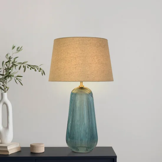 Searchlight Cameo kék-natúr asztali lámpa (SL-44652AZ) E27 1 izzós IP20