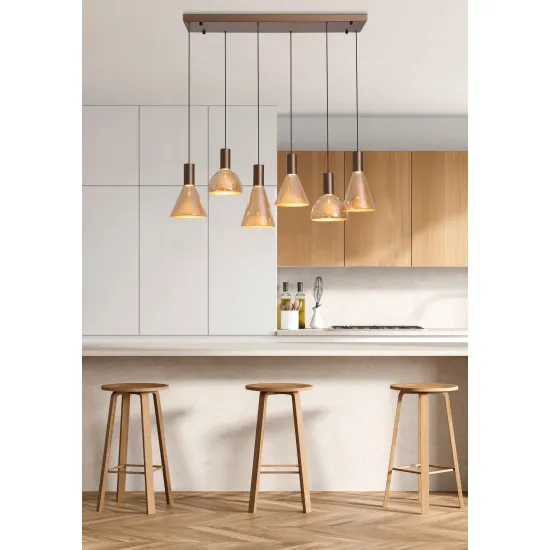 Searchlight Cannes kávébarna LED függesztett lámpa (SL-77410-6AM) LED 6 izzós IP20