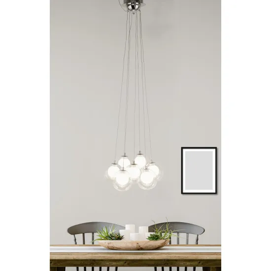 Searchlight Cluster króm-fehér LED függesztett lámpa (SL-6867-7CC) LED 7 izzós IP20