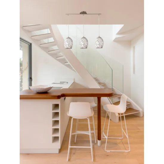 Searchlight Crackle ezüst-fehér függesztett lámpa (SL-8069-3WH) E27 3 izzós IP20