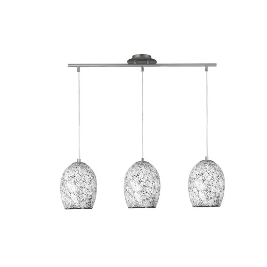 Searchlight Crackle ezüst-fehér függesztett lámpa (SL-8069-3WH) E27 3 izzós IP20
