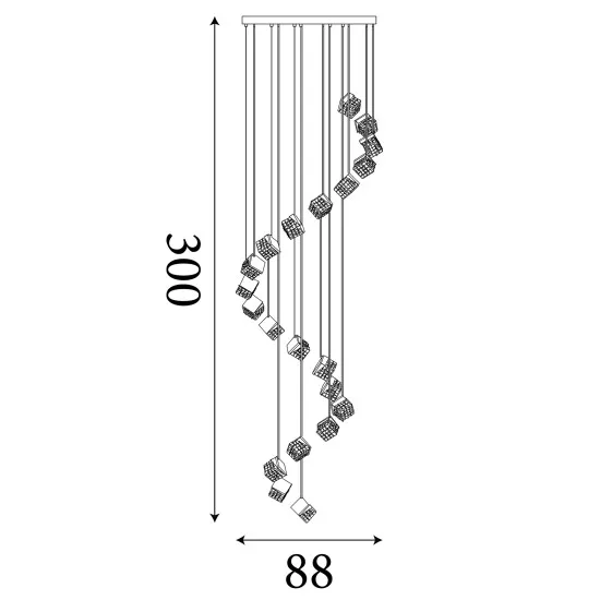 Searchlight Cuboid sárgaréz LED függesztett lámpa (SL-33640-20SB) LED 20 izzós IP20