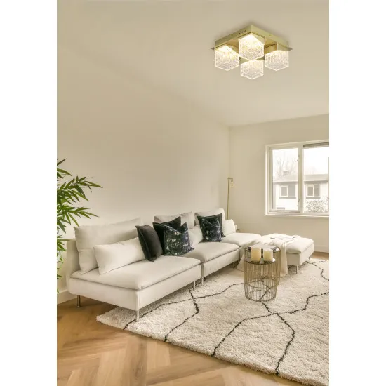 Searchlight Cuboid sárgaréz LED mennyezeti lámpa (SL-33640-4SB) LED 4 izzós IP20