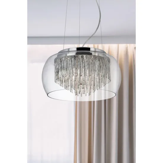 Searchlight Curva króm-átlátszó kristály mennyezeti lámpa (SL-3624-4CC) G9 4 izzós IP20