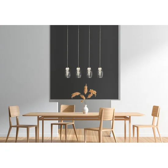 Searchlight Cyclone króm-átlátszó LED függesztett lámpa (SL-97292-4CL) LED 4 izzós IP20