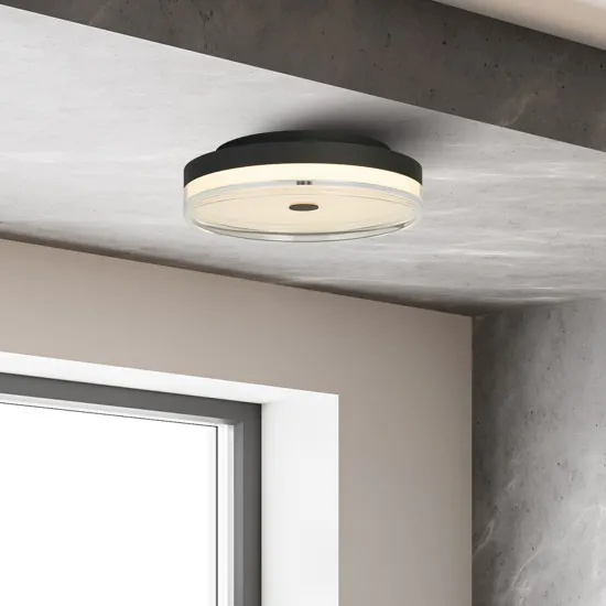 Searchlight Cyprus fekete fürdőszobai LED mennyezeti lámpa (SL-42651-40BK) LED 1 izzós IP44