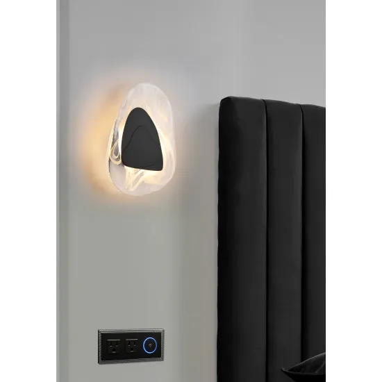 Searchlight Destiny fekete-átlátszó LED fali lámpa (SL-32983BK) LED 1 izzós IP20