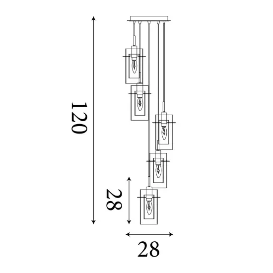 Searchlight Duo 1 ezüst-króm függesztett lámpa (SL-2305-5) E14 5 izzós IP20