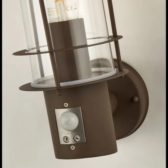 Searchlight Edgeware barna mozgásérzékelős kültéri fali lámpa (SL-6211RUS) E27 1 izzós IP44