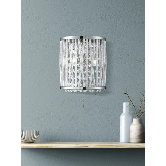 Searchlight Elise króm-átlátszó kristály fali lámpa (SL-7222-2CC) G9 2 izzós IP20