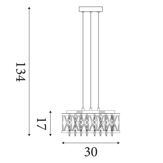 Searchlight Elise króm-átlátszó kristály függesztett lámpa (SL-8333-3CC) G9 3 izzós IP20
