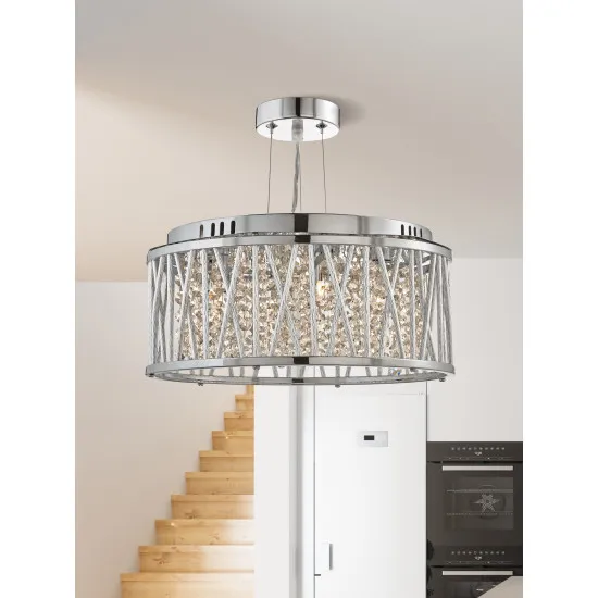 Searchlight Elise króm-átlátszó kristály függesztett lámpa (SL-8333-3CC) G9 3 izzós IP20