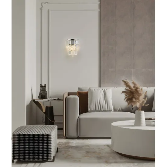 Searchlight Empire króm-átlátszó fürdőszobai fali lámpa (SL-61321-2CC) E14 2 izzós IP44