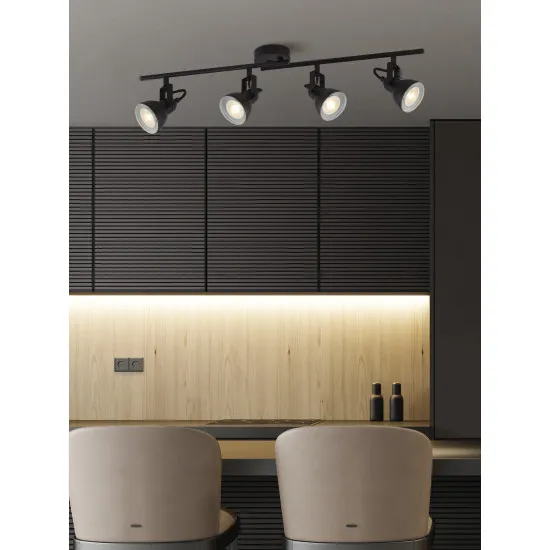 Searchlight Focus fekete konyhai mennyezeti spotlámpa (SL-1544BK) GU10 4 izzós IP20