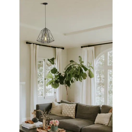 Searchlight Geometric Cage fekete-sárgaréz függesztett lámpa (SL-7271BK) E27 1 izzós IP20