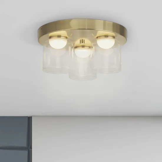 Searchlight Highball sárgaréz fürdőszobai LED mennyezeti lámpa (SL-23083-3SB) LED 3 izzós IP44