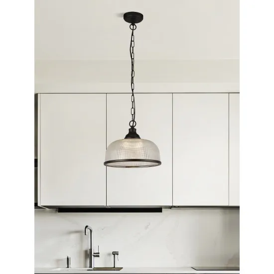 Searchlight Highworth fekete-átlátszó függesztett lámpa (SL-1682BK) E27 1 izzós IP20