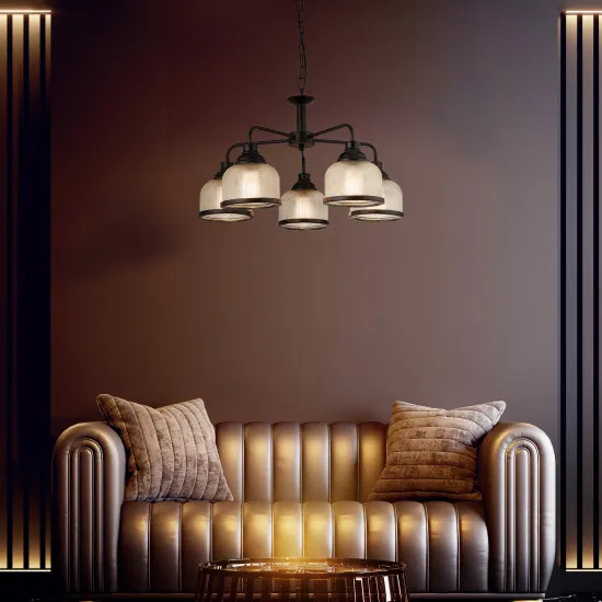 Searchlight Highworth fekete-átlátszó csillár (SL-1685-5BK) E27 5 izzós IP20