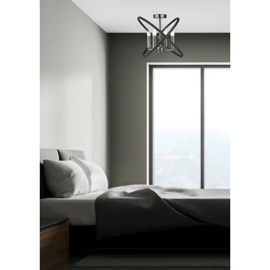 Searchlight Hoopla fekete mennyezeti lámpa (SL-8344-4PW) E14 4 izzós IP20