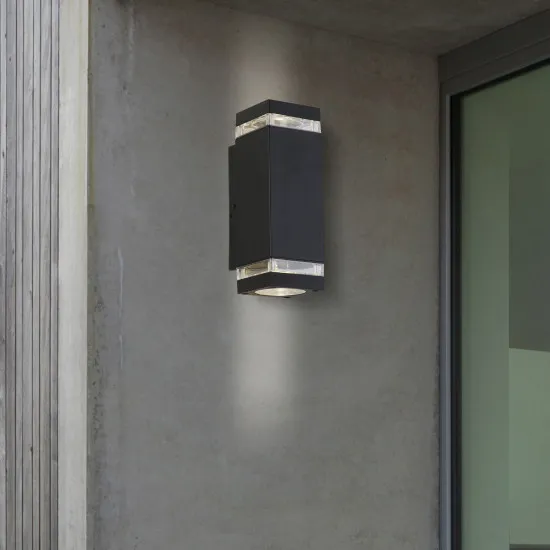 Searchlight Houston fekete kültéri falikar (SL-61101BK) GU10 2 izzós IP44