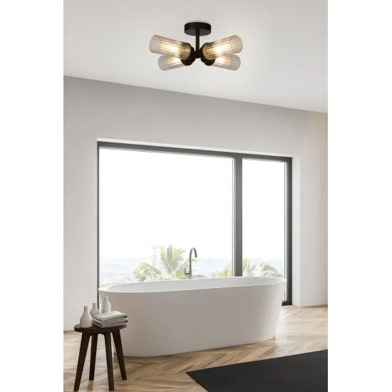 Searchlight Imperial fekete fürdőszobai mennyezeti lámpa (SL-29984BK) G9 4 izzós IP44