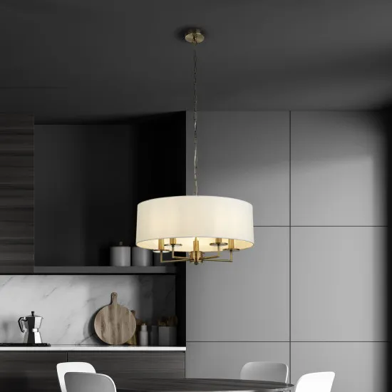 Searchlight Knightsbridge sárgaréz-fehér függesztett lámpa (SL-4785-5AB) E14 5 izzós IP20