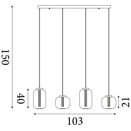 Searchlight Lille kávébarna LED függesztett lámpa (SL-84510-4AM) LED 4 izzós IP20