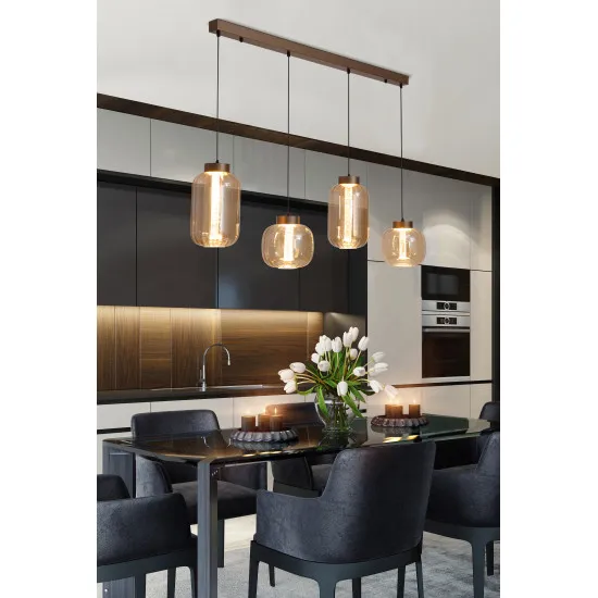 Searchlight Lille kávébarna LED függesztett lámpa (SL-84510-4AM) LED 4 izzós IP20