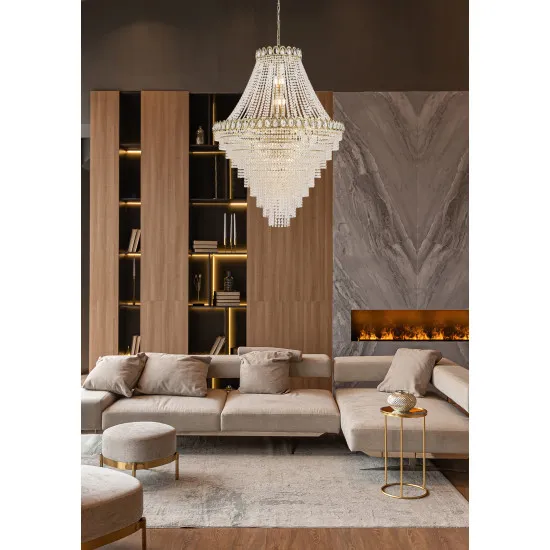 Searchlight Louis Phillipe sárgaréz-átlátszó csillár (SL-1711-102SB) E14 28 izzós IP20