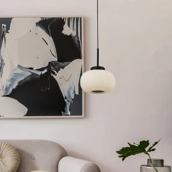 Searchlight Lumina fekete-fehér függesztett lámpa (SL-10272-1BK) E27 1 izzós IP20