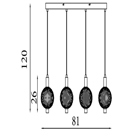 Searchlight Luminique sárgaréz LED függesztett lámpa (SL-69410-4SB) LED 4 izzós IP20