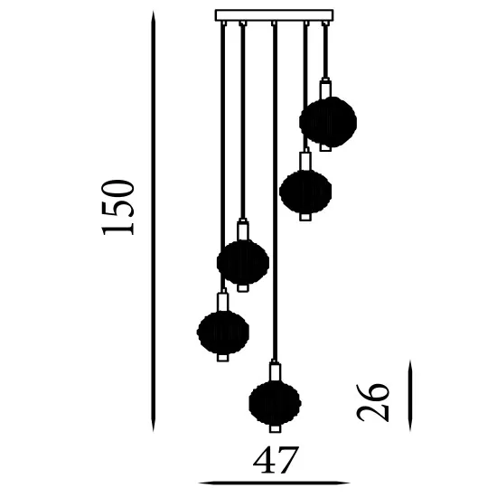 Searchlight Luminique sárgaréz LED függesztett lámpa (SL-69410-5SB) LED 5 izzós IP20