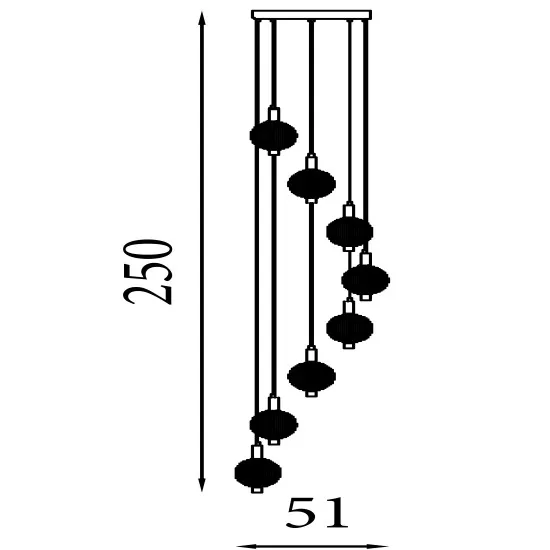Searchlight Luminique sárgaréz LED függesztett lámpa (SL-69410-8SB) LED 8 izzós IP20