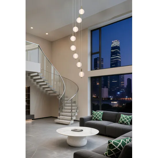 Searchlight Luminique sárgaréz LED függesztett lámpa (SL-69410-8SB) LED 8 izzós IP20