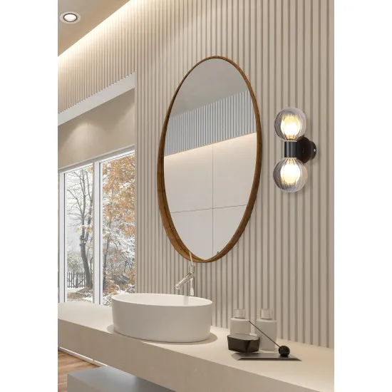 Searchlight Luminsphere fekete-füstszínű fürdőszobai fali lámpa (SL-30507BK) G9 2 izzós IP44