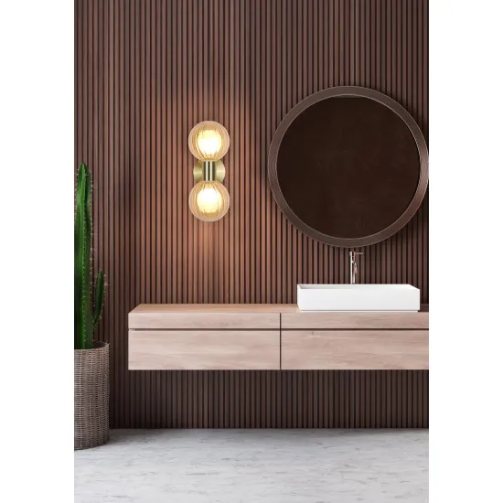 Searchlight Luminsphere arany-pezsgő fürdőszobai fali lámpa (SL-30507GO) G9 2 izzós IP44