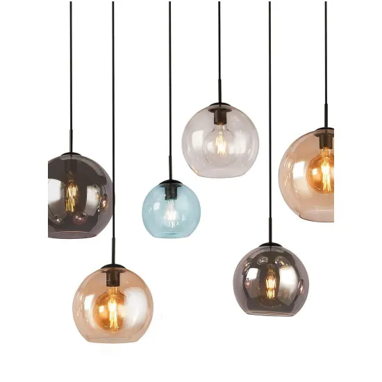 Searchlight Mardi Gras II fekete-színes függesztett lámpa (SL-94002-8BK) E27 8 izzós IP20