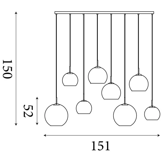 Searchlight Mardi Gras II fekete-színes függesztett lámpa (SL-94002-8BK) E27 8 izzós IP20
