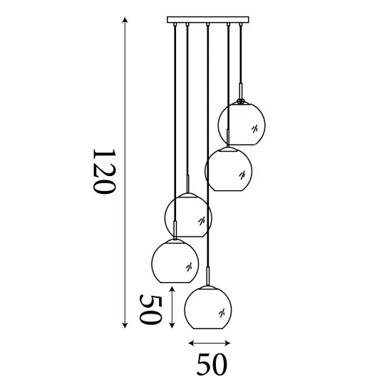 Searchlight Mardi Gras II fekete függesztett lámpa (SL-94005-5BK) E27 5 izzós IP20