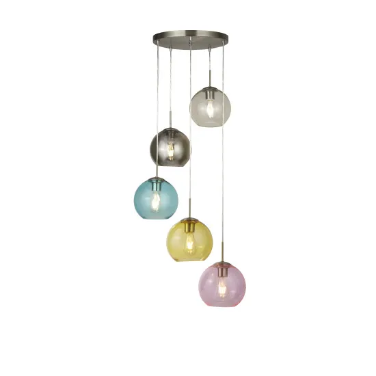 Searchlight Mardi Gras ezüst-színes függesztett lámpa (SL-8135-5SS) E27 5 izzós IP20