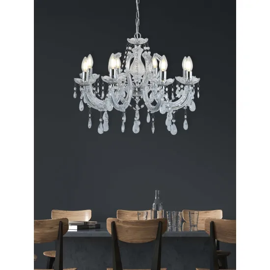 Searchlight Marie Therese ezüst csillár (SL-399-8) E14 8 izzós